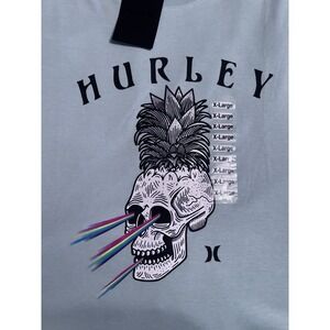 Hurley Rainbow Skull‎ Men's New XL Blue short Sleeve Cotton Poly Blend Pullover